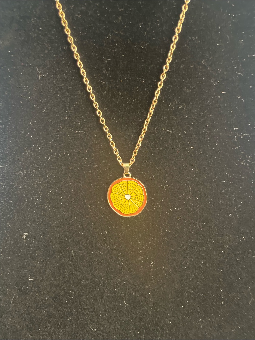 Gold-Tone Orange Slice Pendant Necklace - Women Jewelry